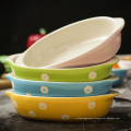 Haonai oval shape ceramic bakeware porcelain bake plate with hands in stocklots